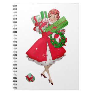1950 Christmas Vintage Lady Notebook