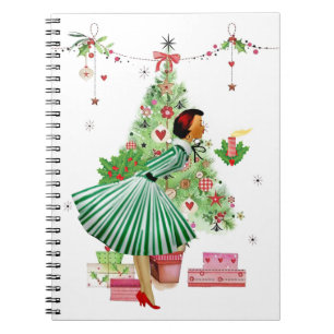 1950 Christmas Vintage Lady   Notebook