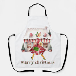 1950 Christmas Vintage Lady Shopping Apron