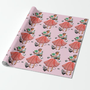 1950 Christmas Vintage Lady   Wrapping Paper