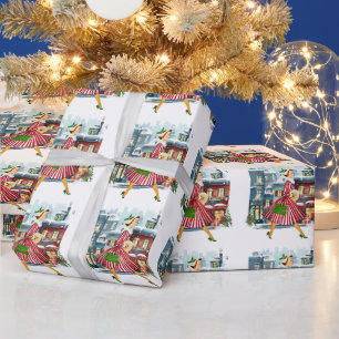 1950 Christmas Vintage Lady Wrapping Paper