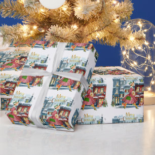 1950 Christmas Vintage Lady Wrapping Paper