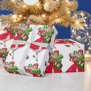 1950 Christmas Vintage Lady Wrapping Paper
