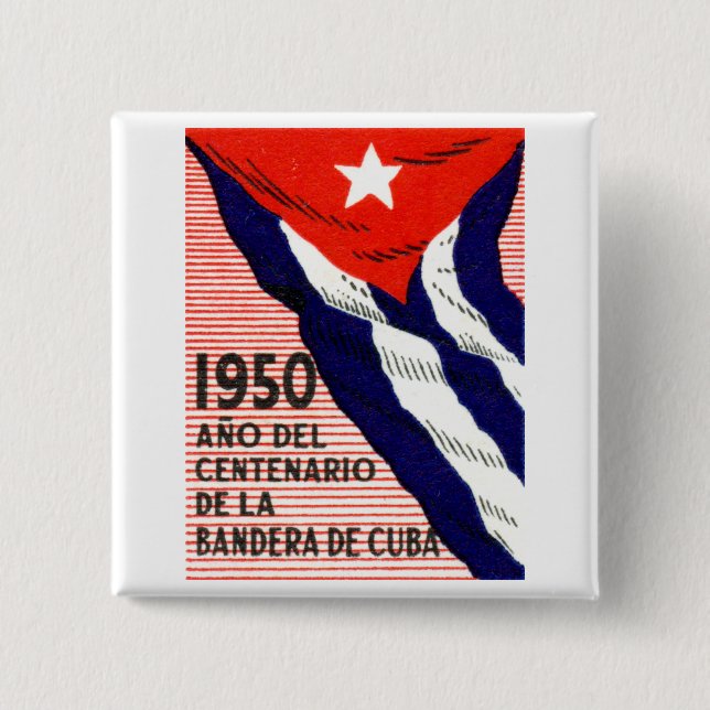 1950 Cuban Flag Poster Button (Front)