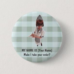 1950 DINER GAL WAITRESS NAME PIN - CUSTOMIZE!