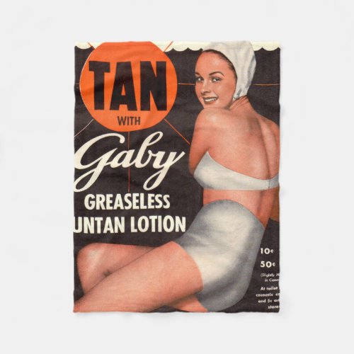 1950 Gaby Suntan Lotion ad Fleece Blanket