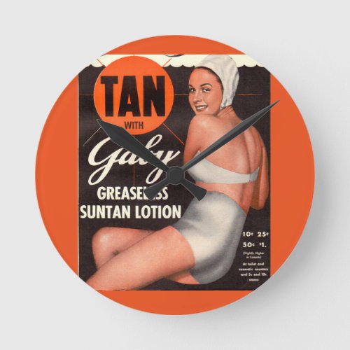 1950 Gaby Suntan Lotion ad Round Clock