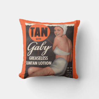 1950 Gaby Suntan Lotion ad Throw Pillow