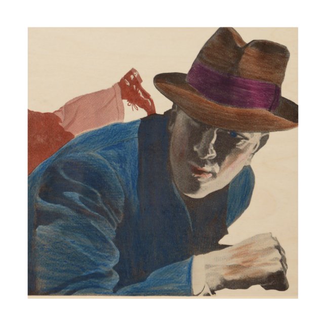 1950 gritty detective action wood wall decor (Front)