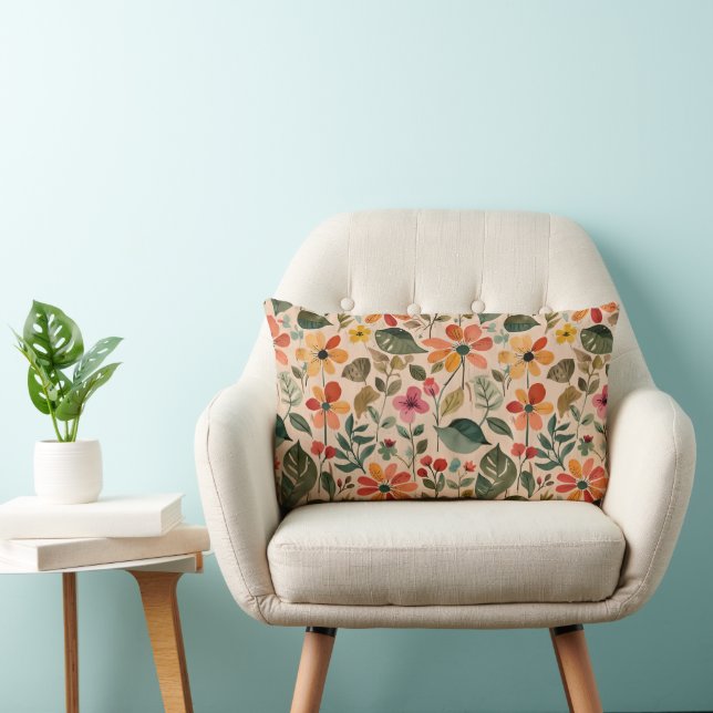 1950 Happy Flower Days Lumbar Pillow (Chair)