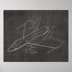 1950 Jet Airplane Patent Art Drawing Print
