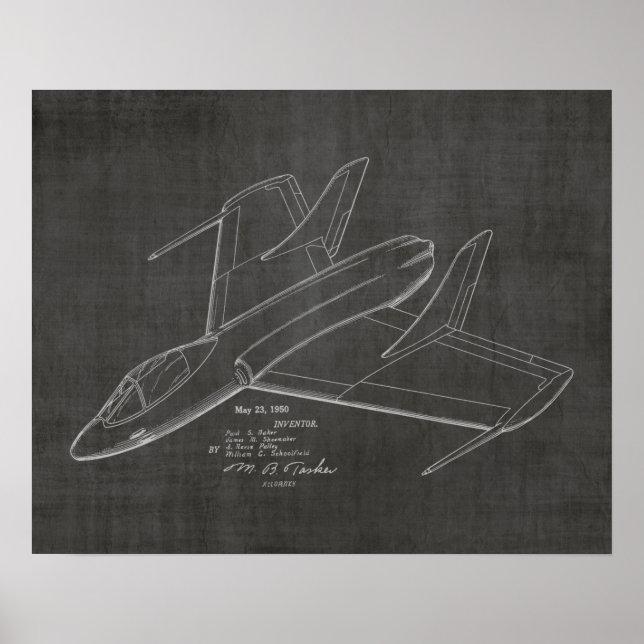 1950 Jet Airplane Patent Art Drawing Print (Front)