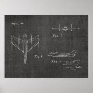 1950 Jet Airplane Patent Art Drawing Print