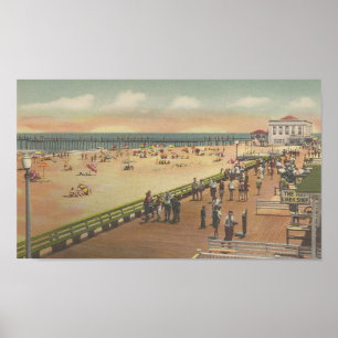 1950 Ocean City, MD Boardwalk, Beach, Fishing Pier Poster
