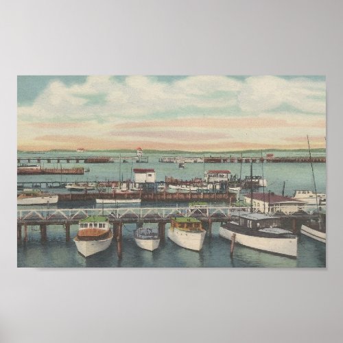 1950 Ocean City MD Charter Fishing Boat Dock Poster