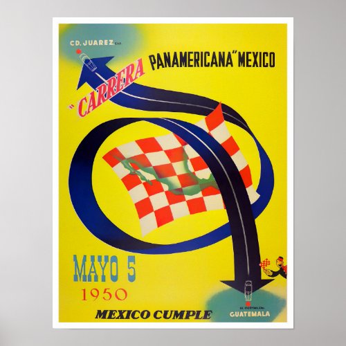 1950 Panamericana vintage car racing race Poster