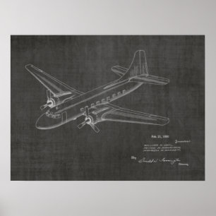 1950 Passenger Airplane Patent Art Drawing Print