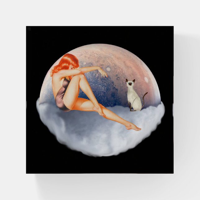 1950 Pin Up Girl with Jupiter Rising Paperweight (Front)