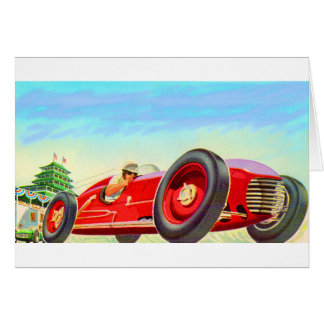 1950 red racing car cards