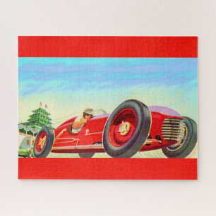 1950 red racing car jigsaw puzzle