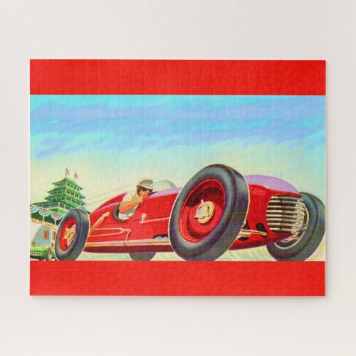 1950 red racing car jigsaw puzzle
