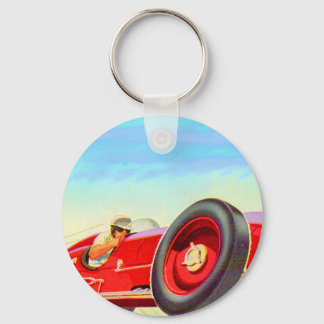 1950 red racing car keychain