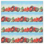 1950 red racing car print fabric