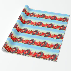 1950 red racing car wrapping paper