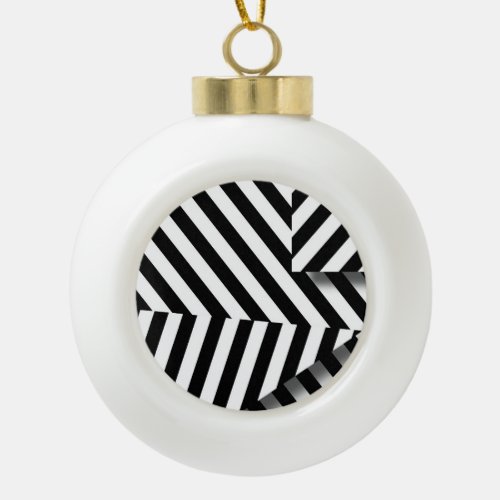 1950 retro modern memphis style black and white ceramic ball christmas ornament