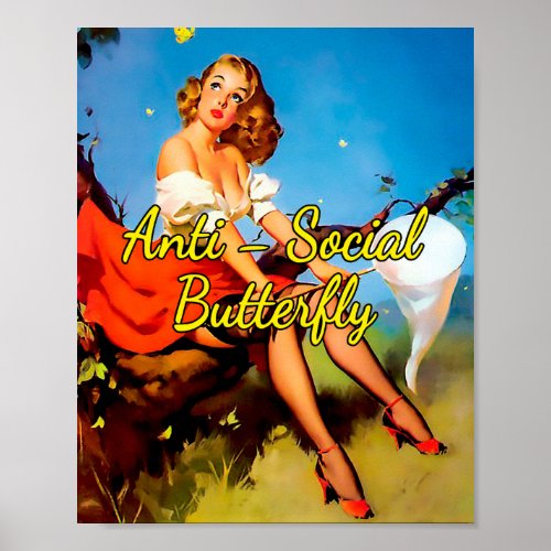 1950s Pinup Catch Butterfly by Gil Elvgren Poster