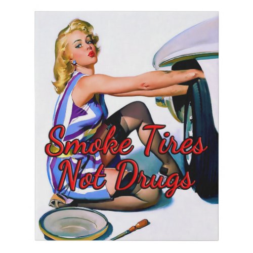 1950âs Pinup Changing a Tire by Gil Elvgren Faux Canvas Print