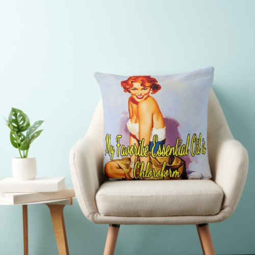 1950s Pinup Crazy Flowers by Gil Elvgren  Throw Pillow