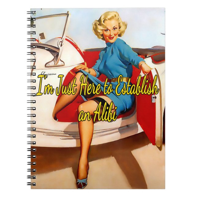 1950’s Woman in White Car by Gil Elvgren Notebook (Front)