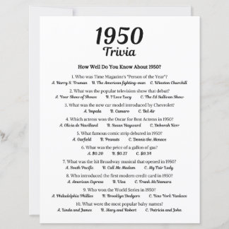 1950 Trivia Game