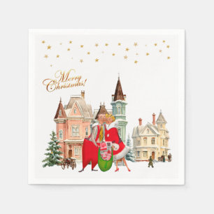 1950 Vintage Couple Merry Christmas Napkins