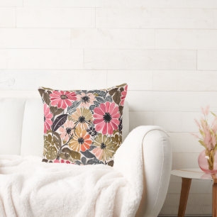 1950 Vintage Floral Repro Throw Pillow