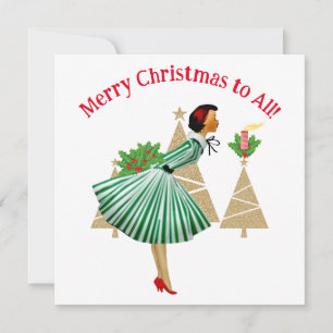 1950 Vintage Lady Christmas Greetings Invitation