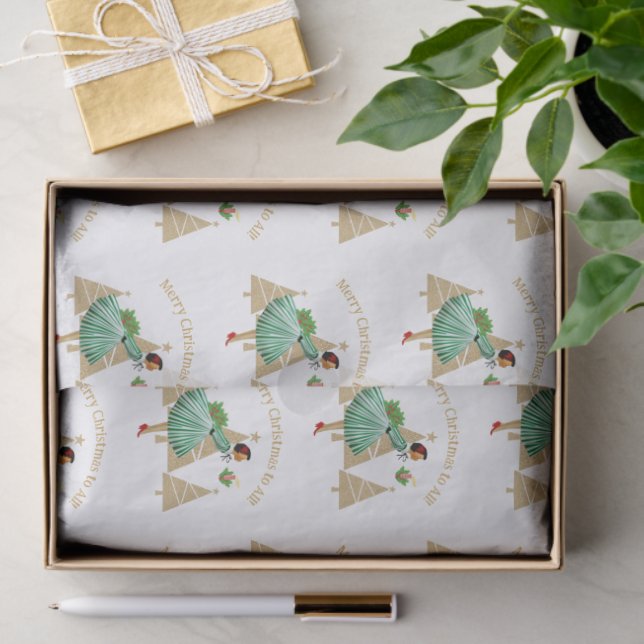 1950 Vintage Lady Christmas Greetings Tissue Paper (Gift)