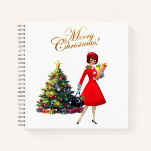 1950 Vintage Lady Merry Christmas Notebook