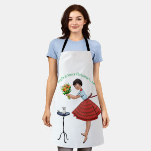 1950 Vintage Lady with Flowers Apron