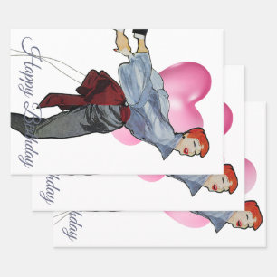 1950 Vintage Woman in Gray Blouse Wrapping Paper Sheets