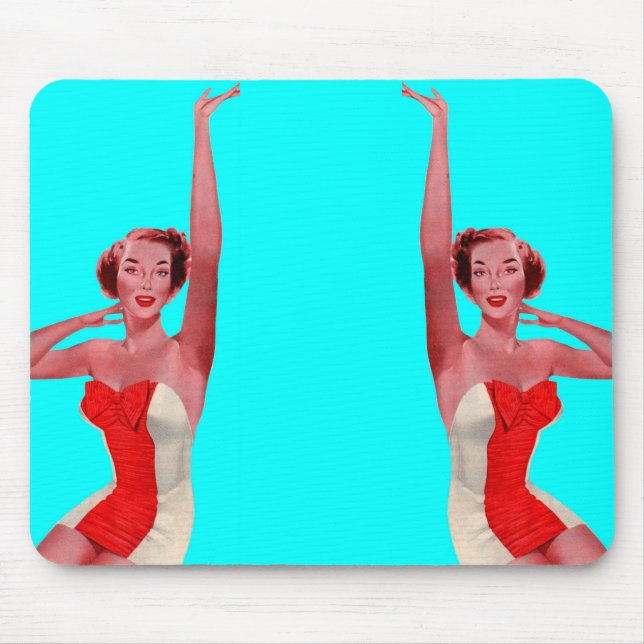 1950 waving bathing beauty mouse pad (Front)