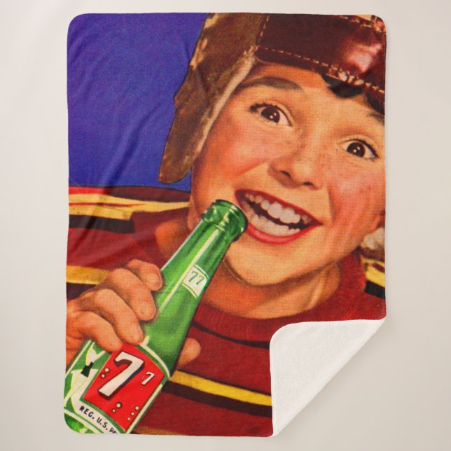 1950s ‘77 soda ad print sherpa blanket (Front)