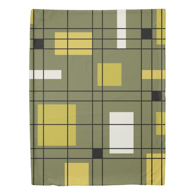 1950's Abstract Art Avocado Green Duvet Cover (Front)