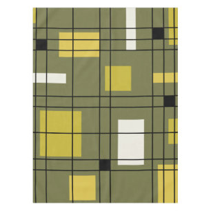 1950's Abstract Art Avocado Green Tablecloth
