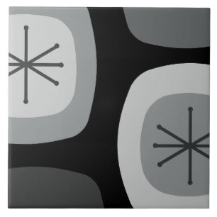 1950s Abstract Art Dark Gray Ceramic Tile