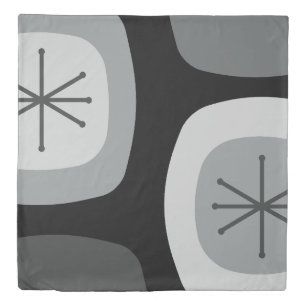 1950s Abstract Art Dark Gray Duvet Cover