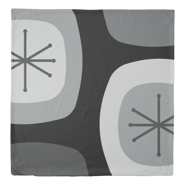 1950s Abstract Art Dark Gray Duvet Cover (Front)