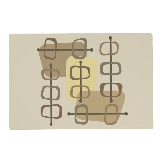 1950s Abstract Art Hollow Rocks Beige Placemat (Front)