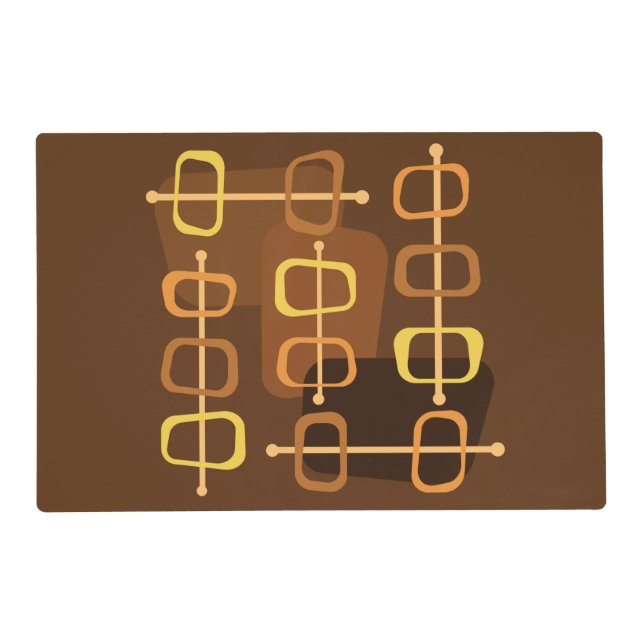 1950s Abstract Art Hollow Rocks Brown Placemat (Front)